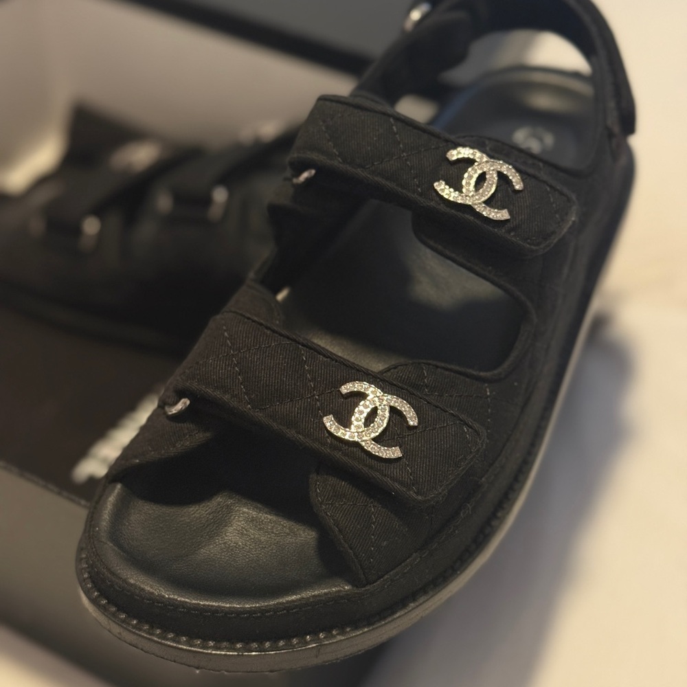 Chanel Black dad sandals